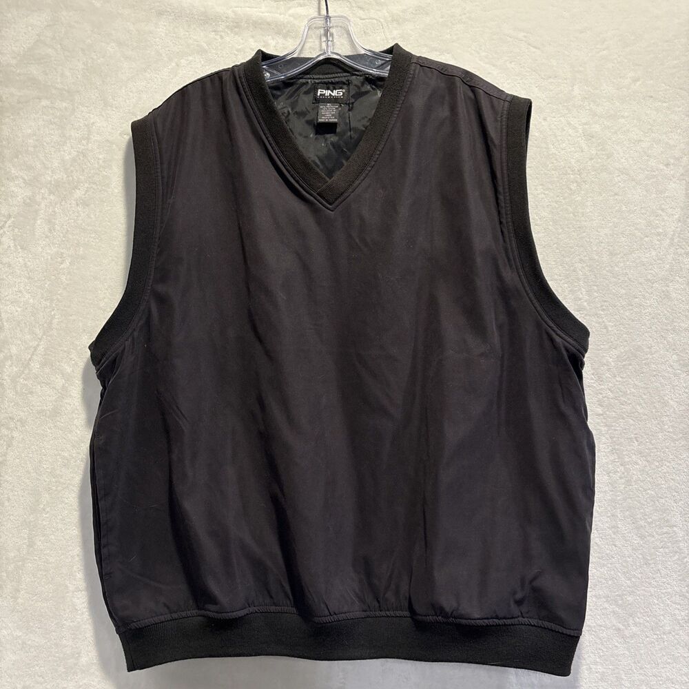 Ping Collection V Neck Pullover Lined Golf Vest Pockets Black Men's Size XL